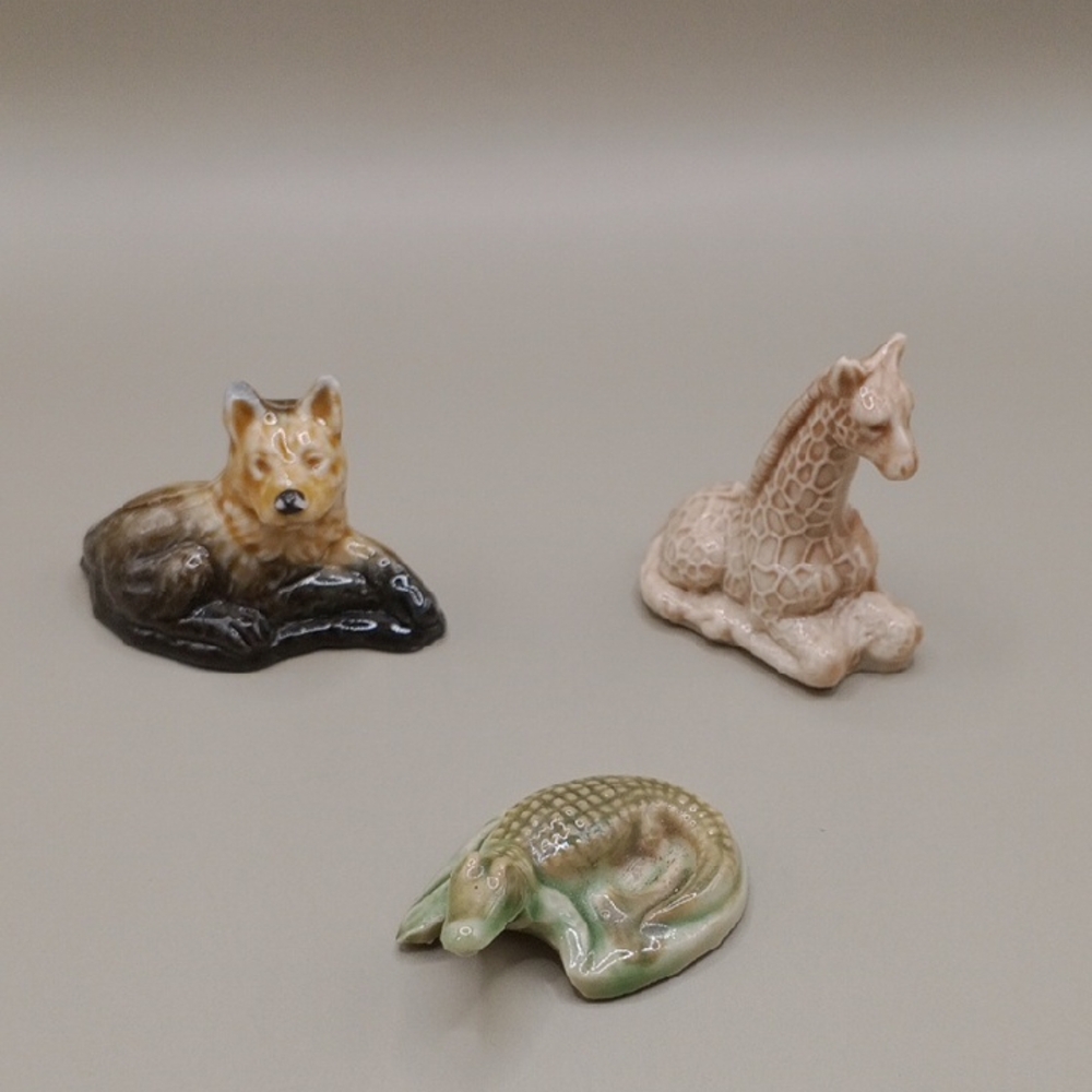 Animal Figurine Set - Wolf, Giraffe, and Crocodile